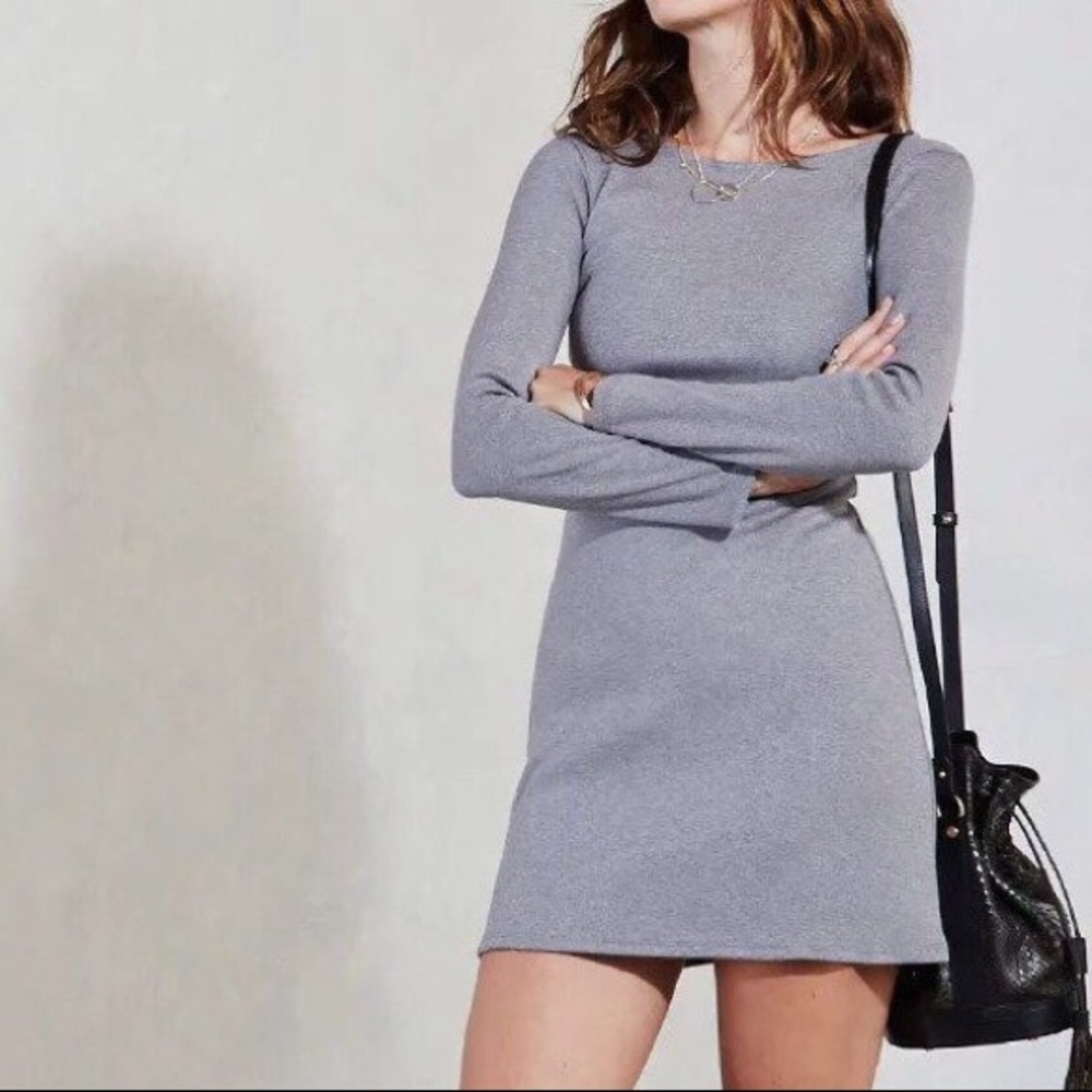 Reformation Bixel Long sleeved grey mini dress